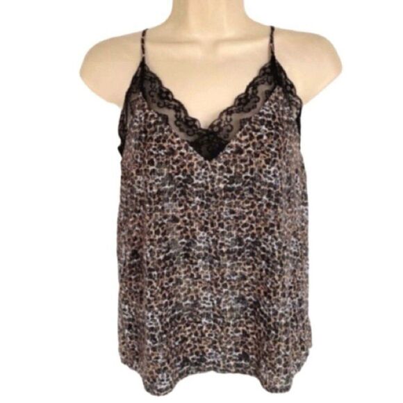 Olivia Rubin Flora Leopard Print Sequin Camisole Blouse 2 Designer Classic - Picture 3 of 9